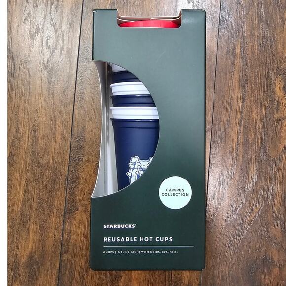 STARBUCKS Campus Collection Fresno State Reusable Hot Cups 6 pack new - Picture 1 of 2